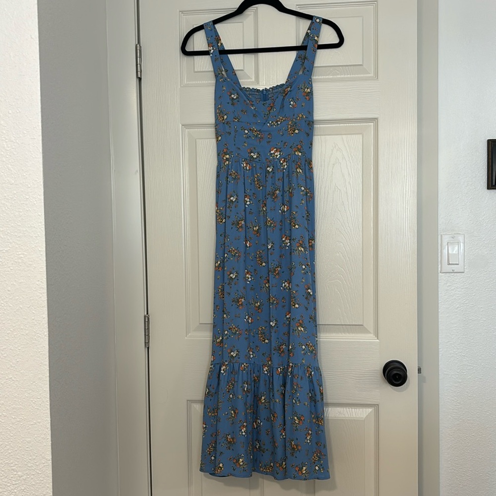 Reformation Blue Floral Midi Dress